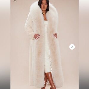 Fashion Nova Cream Fur Trim Coat